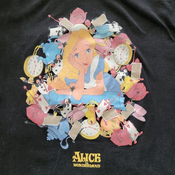 Zara x Disney Alice in Wonderland Mineral Wash Graphic Tee Shirt - Picture 8 of 13